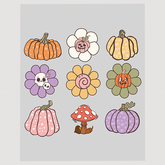 Festive Pumpkin and Floral Motif DTF Transfer Set